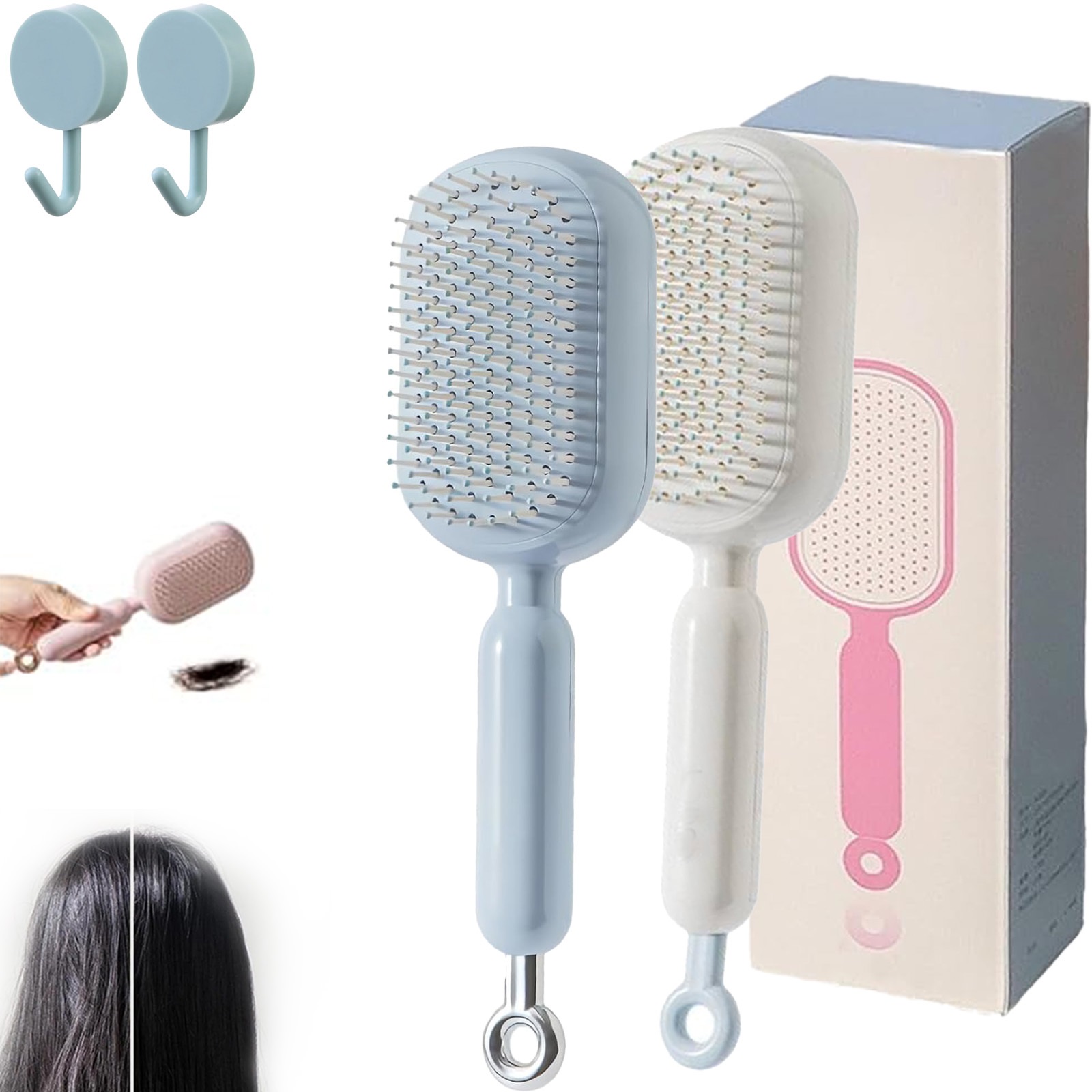 Protane Comb Self Cleaning Air Cushion Comb, Retractable Cushion Massage Comb ...