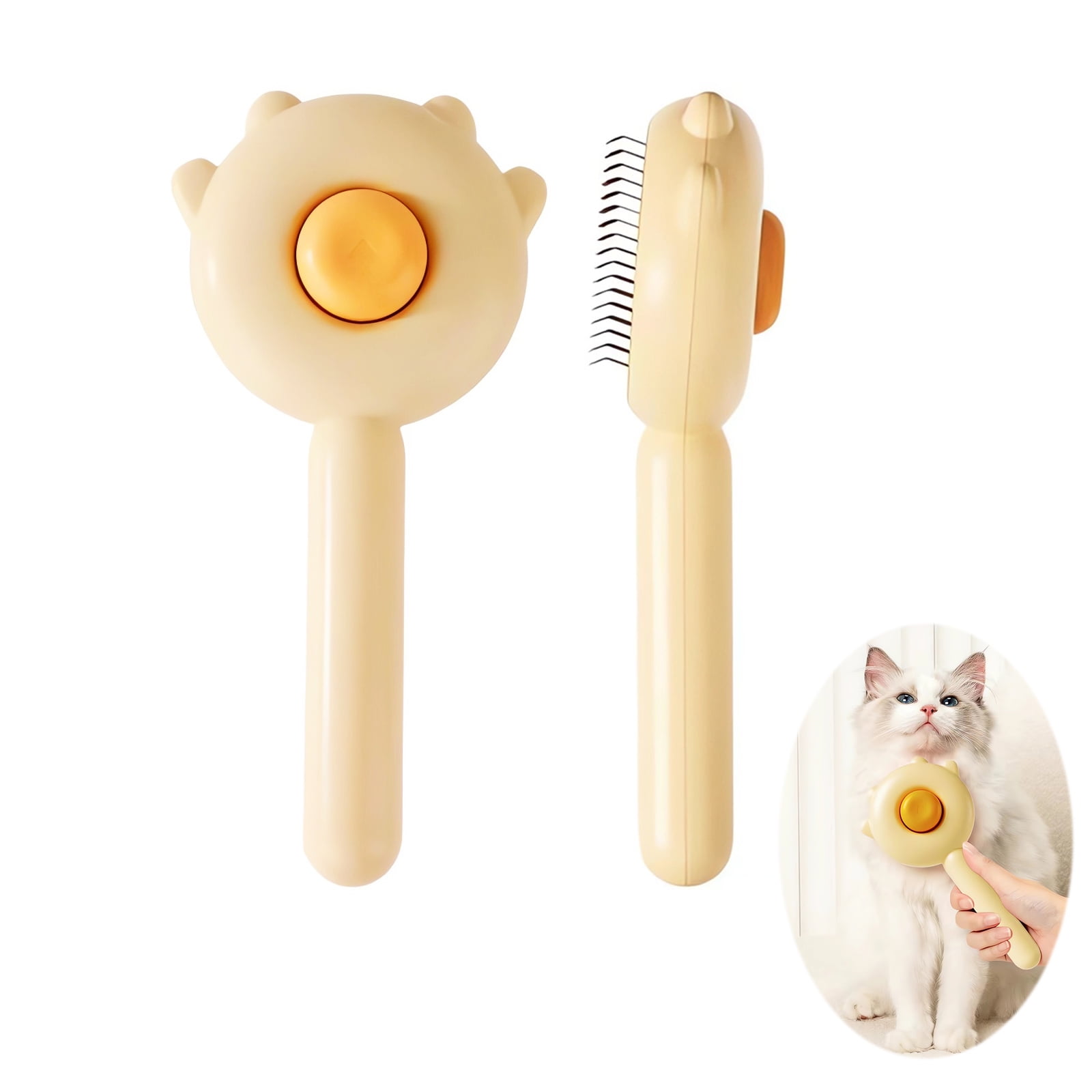 Self Cleaning Cat Brush, Magic Cat Brushes for Indoor Cats Shedding, Cat Hair Brush with Release