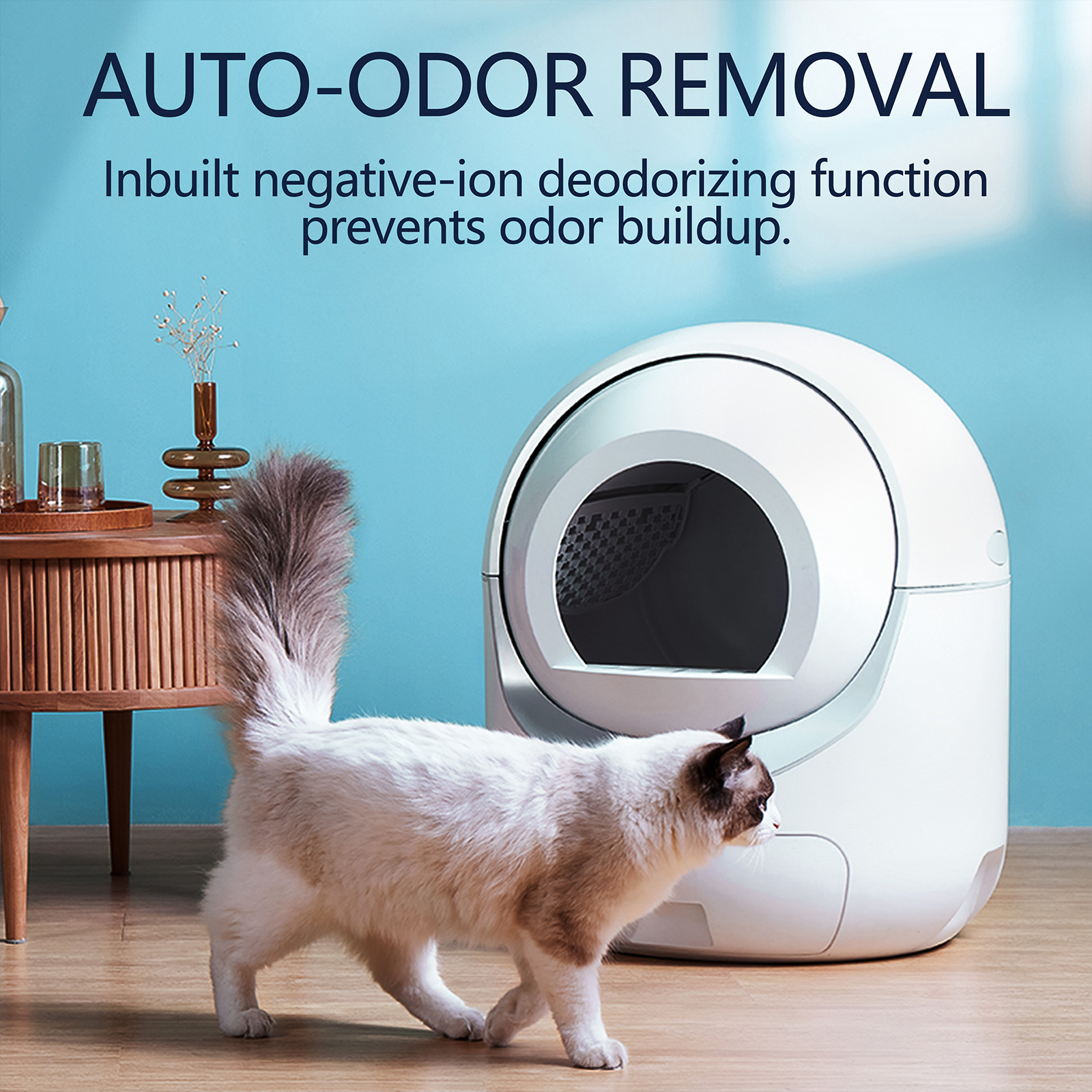 Self Cleaning Cat Litter Box 2.4G WiFi Automatic Dumping Safety Self