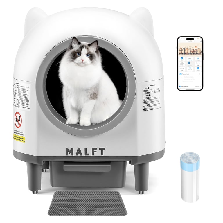 Self-Cleaning Cat Litter Box, 90L Automatic Litter Box WiFi/App Control,  Quiet Night Mode, Safety Anti-Pinch, Works for Multiple Cats, Includes Mat  & ...