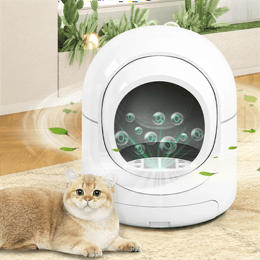 Self Cleaning Cat Litter Box with App Control - Automatic Odor-Free Litter Box for Multiple Cats, WiFi Enabled Smart Litter Box with Health Tracking (White)