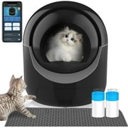 Self-Cleaning Cat Litter Box, Automatic Cat Litter Box for Multiple Cats with APP Control/Safety Protection, 65L+10L Large Capacity Smart Litter Box with 1 Mat & 40 Liner