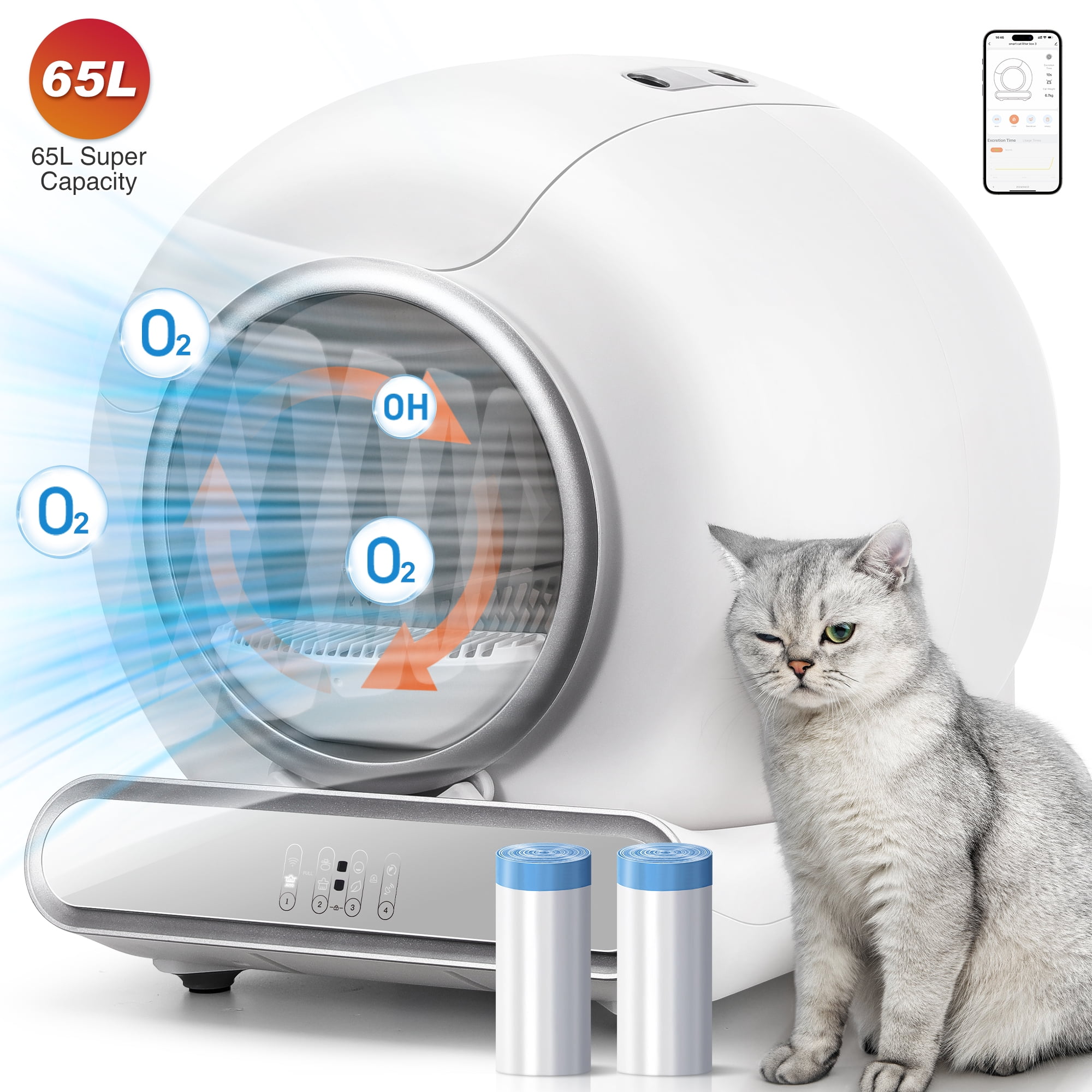 Famistar Self Cleaning Cat Litter Box, Automatic Litter Box Robot with APP Control, Odor Removal