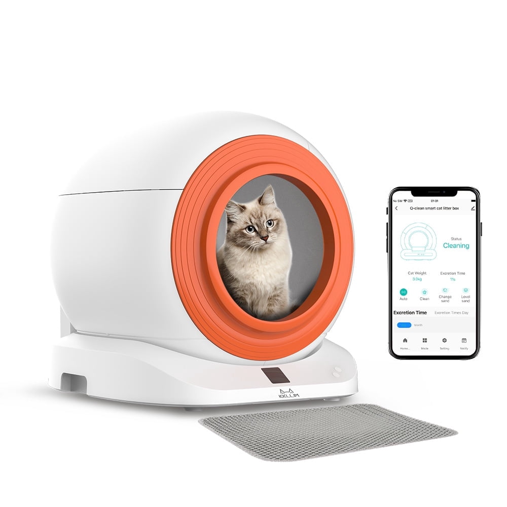 KKLLIM Self-Cleaning Smart Litter Box with Air Duct & Bags, 65L+9L Capacity, WiFi App Control, for Multi-Pet Households