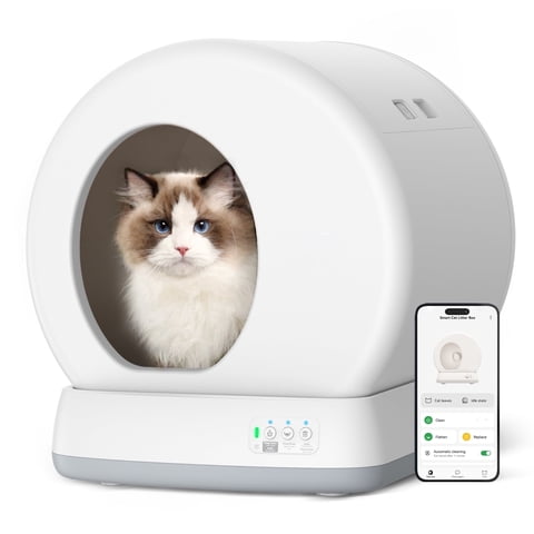 Osoeri Self-Cleaning Cat Litter Box, Automatic Cat Litter Box with APP Control, Safety Sensors, Odor Isolation & Health Monitoring