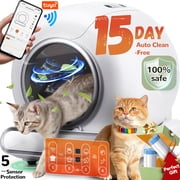 Automatic Cat Litter Box, 110L Self Cleaning Litter Box with APP Control, Odor Removal, Safety Protection, 65L+9L Large Capacity, Litter Box with 2 Liners & Baffle Plate