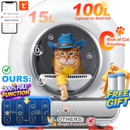 Self Cleaning Cat Litter Box, 115L Automatic Litter Box with Liner, 10 Sensor Protection for Multi Cat, Dual APP+ Panel Control, Odor Removal