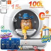 Self Cleaning Cat Litter Box, 115L Automatic Litter Box w/ Liner, 10 Sensor Protection for Multi Cat, Dual APP+ Panel Control,Odor Removal,Litter Box