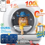 Self Cleaning Cat Litter Box, 115L Automatic Litter Box w/ Liner, 10 Sensor Protection for Multi Cat, Dual APP+ Panel Control,Odor Removal,Litter Box