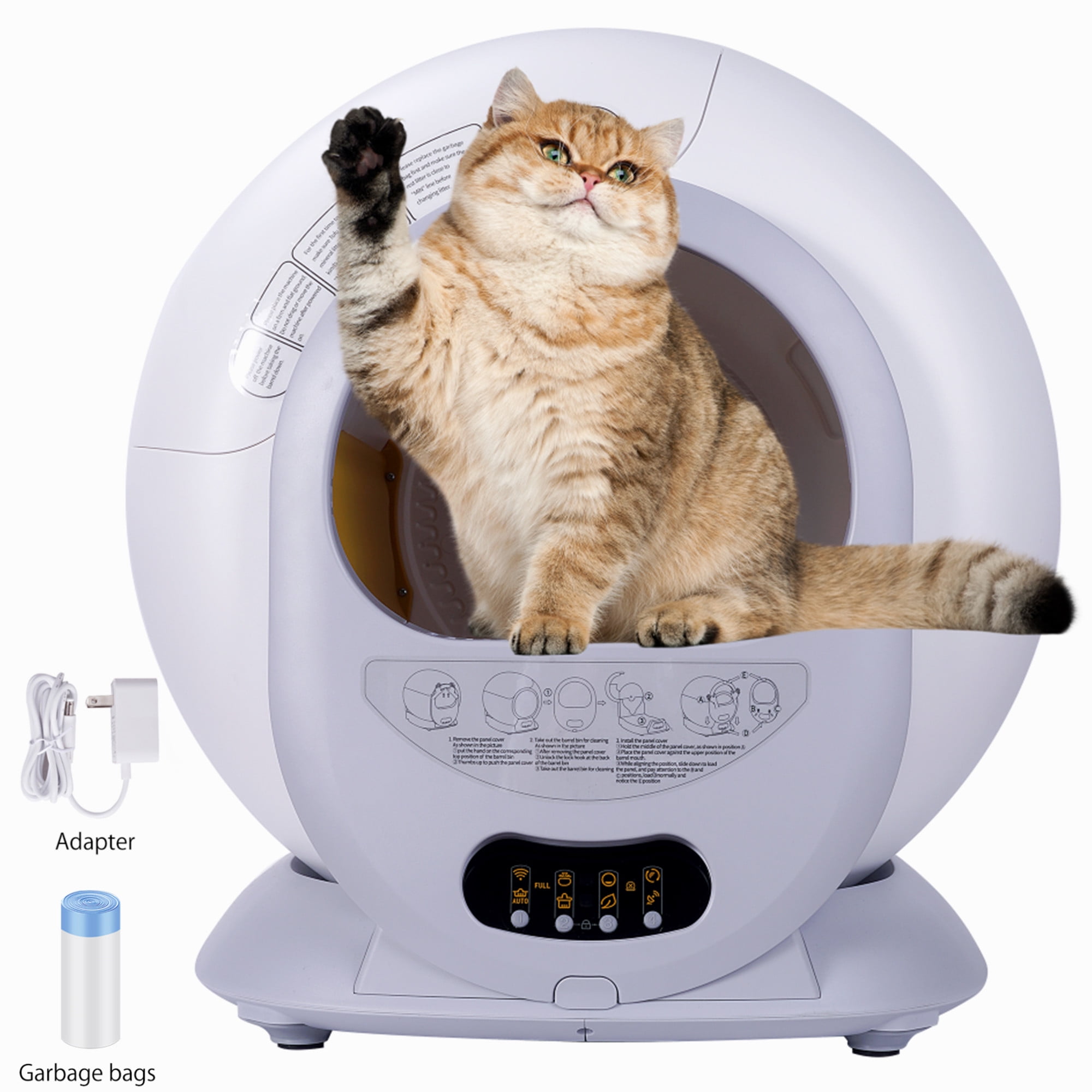 SelfCleaning Cat Litter Box, Automatic Scooping and Odor Removal, App
