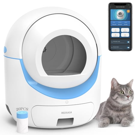 Self Cleaning Cat Litter Box Automatic , Wifi APP Control, Odor Removal, 65L