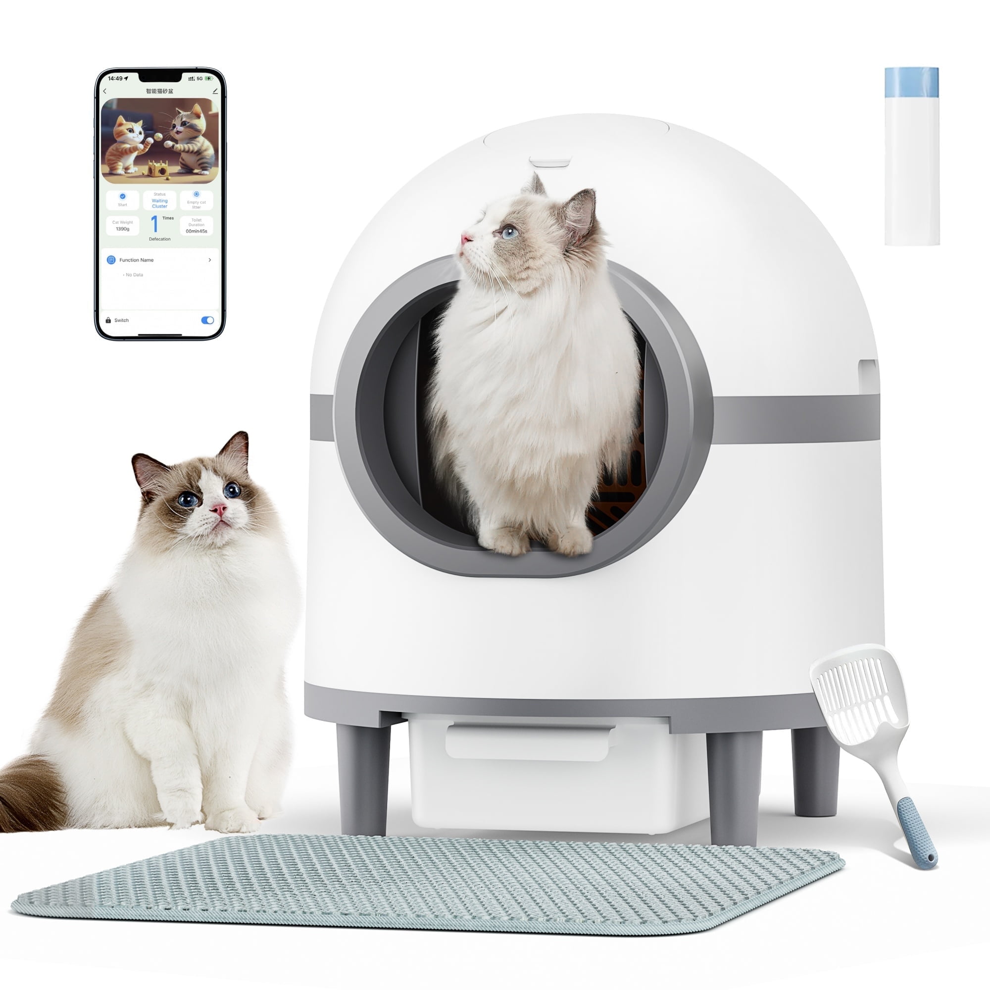 Laresar Self Cleaning Cat Litter Box, Wifi APP Con