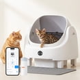 thumbnail image 1 of Self Cleaning Cat Litter Box, Open Top Automatic Litter Box with App Control, Safety Sensors Protection, Cat Litter Mat and Fragrance Box, White, 1 of 7