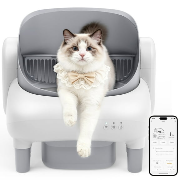 Open-Top Self-Cleaning Cat Litter Box Smart Automatic with APP Control,Safety Sensors, Health Monitoring