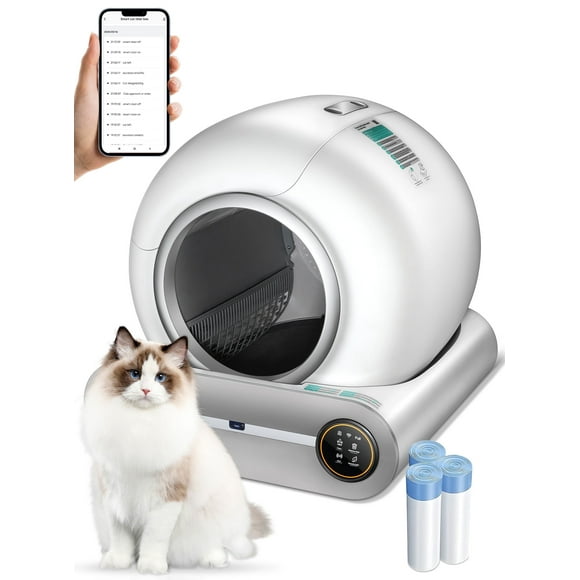 Self Cleaning Cat Litter Box, Upgraded 65L+9L Extra Large Automatic Litter Box for Multiple Cats, Features negative ion Sterilization and Deodorization, APP Control, Health Monitor