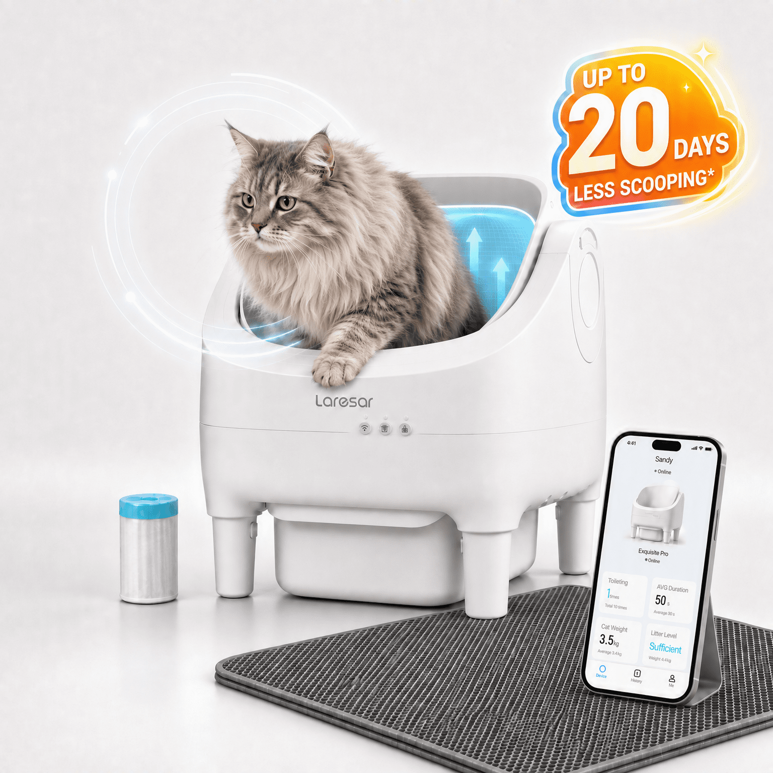 Laresar Self-Cleaning Cat Litter Box, Large Capacity Automatic Cat ...