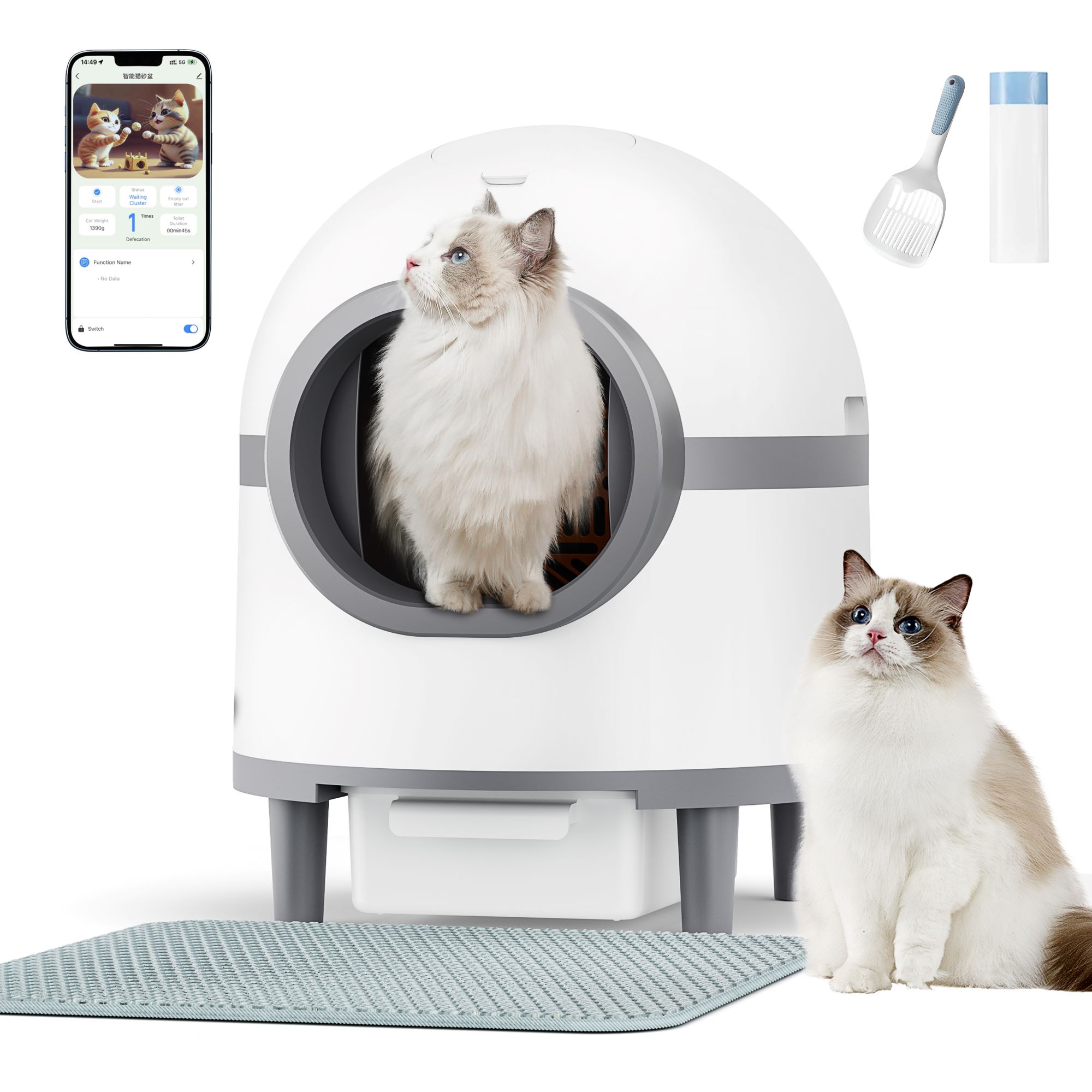 Self Cleaning Cat Litter Box for multiple cats, Smart Automatic Cat