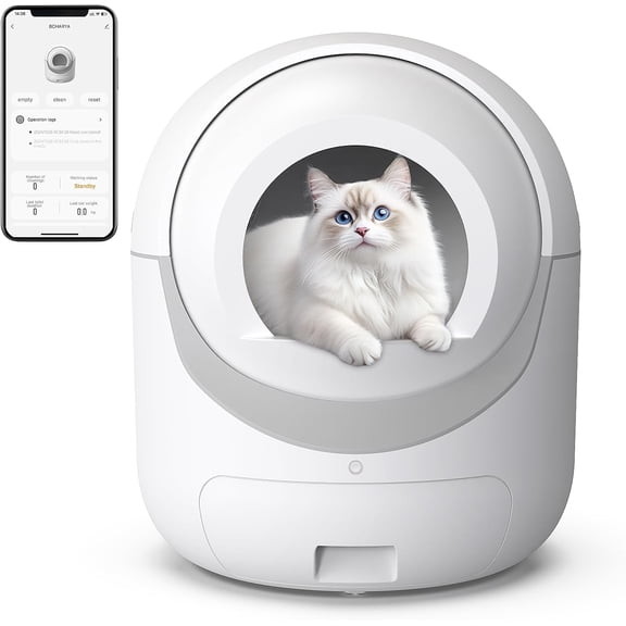 Self Cleaning Cat Litter Box with APP Control, Automatic Liiter Box for Multiple Cats, Quiet Operation, Large Space, Includes Cat Litter Box Liners