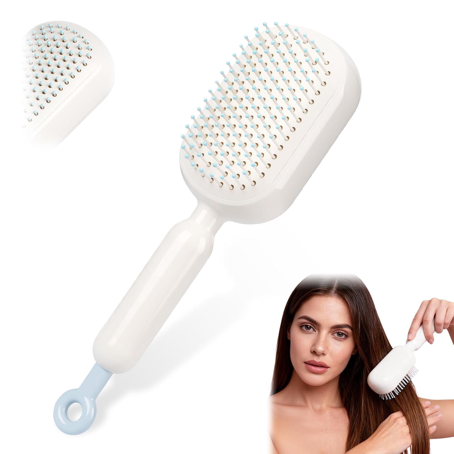 Self Cleaning Hair Brush, 2026 Upgrade Retractable Cushion Massage Comb ...