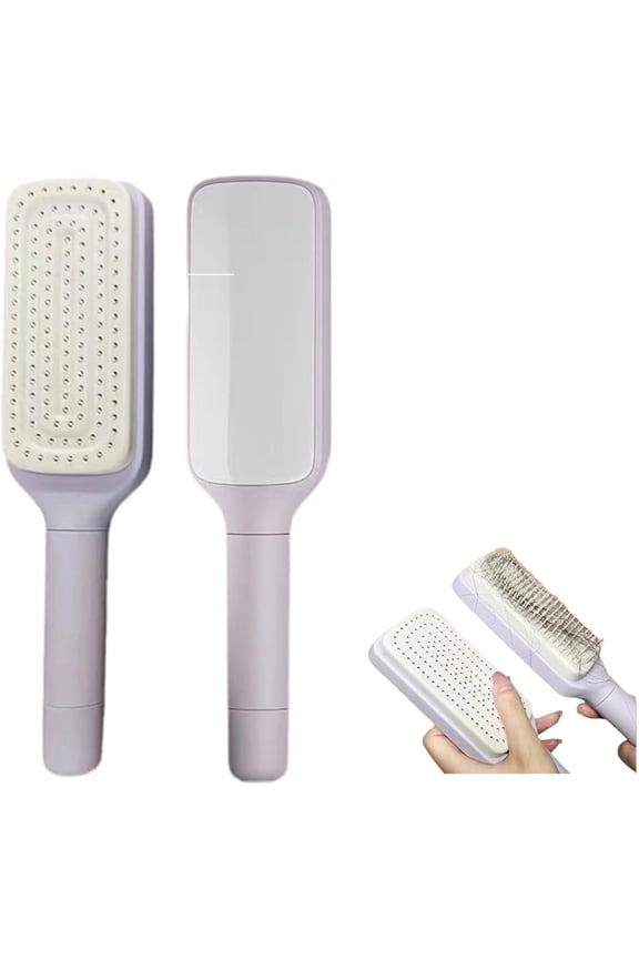 Self Cleaning Hair Brushes, Easy Clean Hair Brush with Retractable Bristles, Anti Static Massage Comb Brush for Effortless Hair Removal and Cleaning
