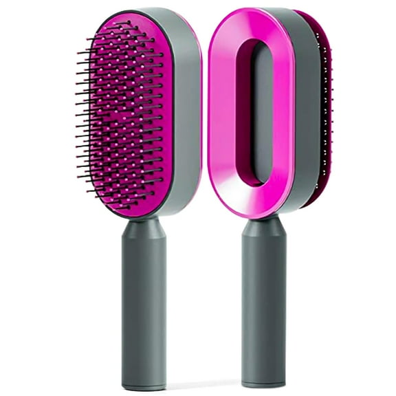 Self Cleaning Hair brushes for Women, Kids - Hair Brush for Curly, Thick, Straight, Thin, Wet or Dry Hair - Detangling Brush and Scalp Massager - Detangler Brush Comb Pain Free (Purple)