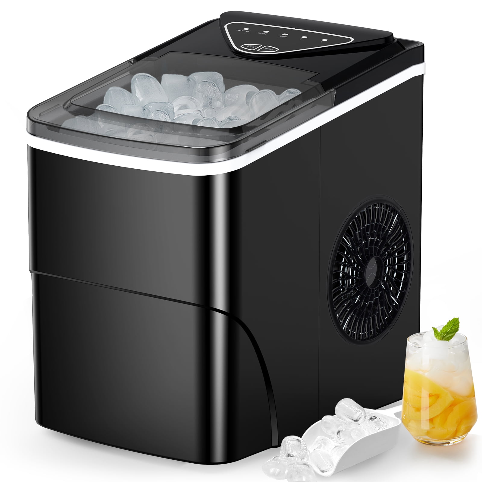 Self-Cleaning Ice Maker, 26 lbs per Day, 9 Cubes in 6 Mins for Home Kitchen  Office Bar Party,Black