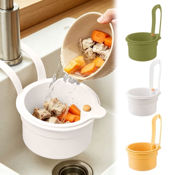 Self-Cleaning Kitchen Sink Strainer Basket, Faucet Hanging Food Waste Drain Catcher, Press Automatic Dumping Draining Basket