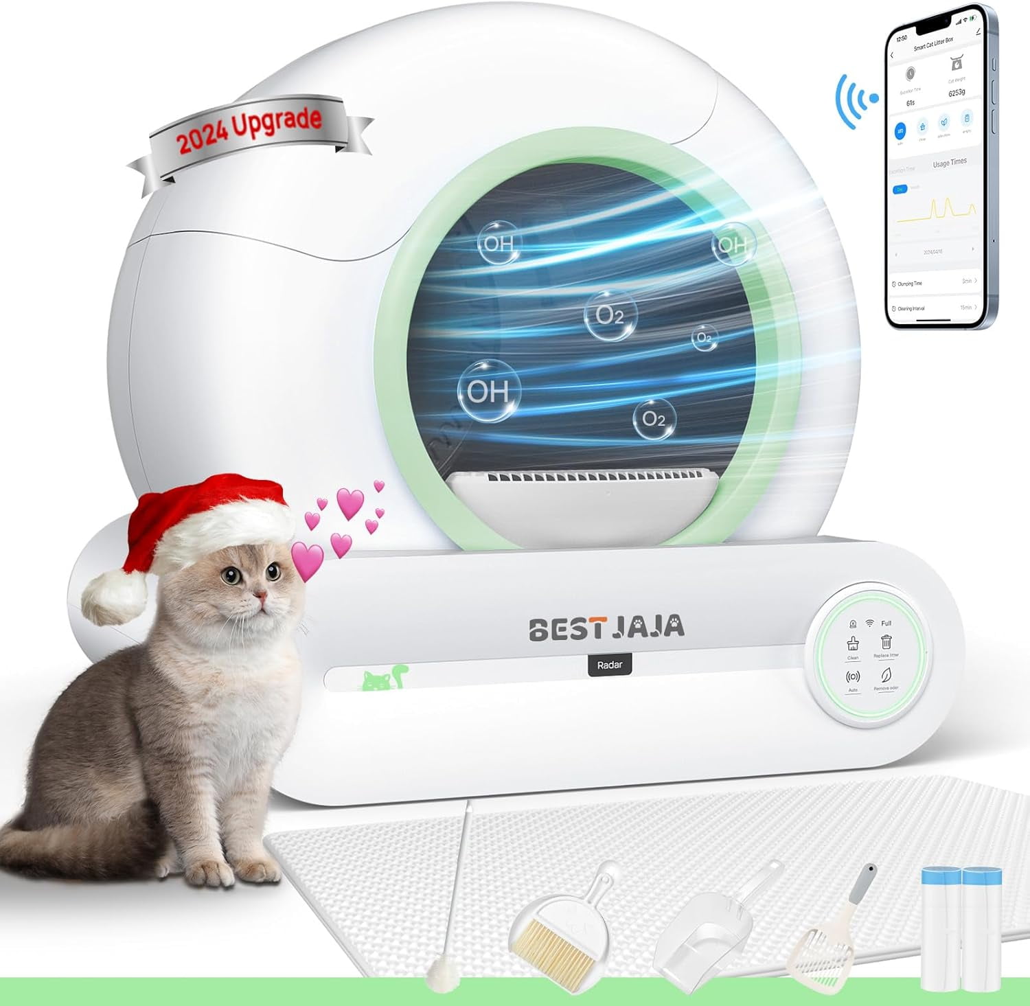 Self Cleaning Litter Box, 2024 Upgraded Automatic Cat Litter Box with