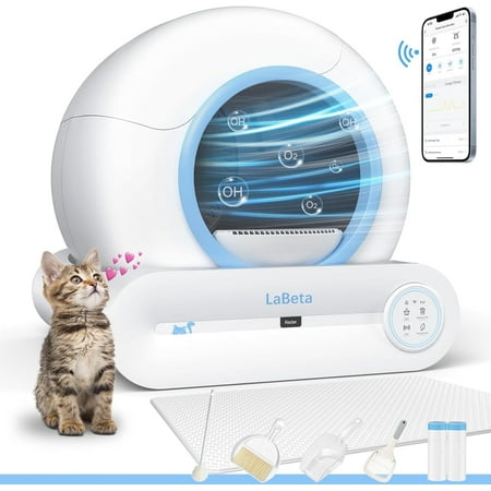 Self Cleaning Litter Box, 2025 Upgraded Automatic Cat Litter Box with Multiple Cleaning Tools, 68L+9L Large Capacity Litter Box Robot, Suitable for Multiple Cats, APP Control (Blue)