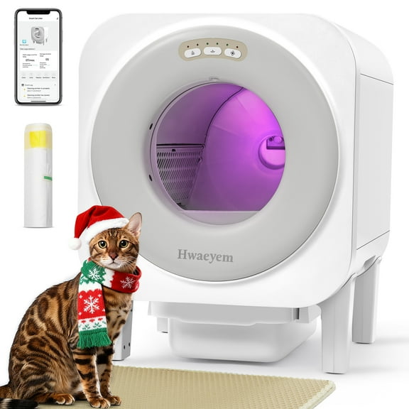 Self Cleaning Litter Box, 68L Large Capacity Automatic Cat Litter Box Self Cleaning for Multiple Cats, Automatic Litterbox with App Control Safety Protection Odor Removal
