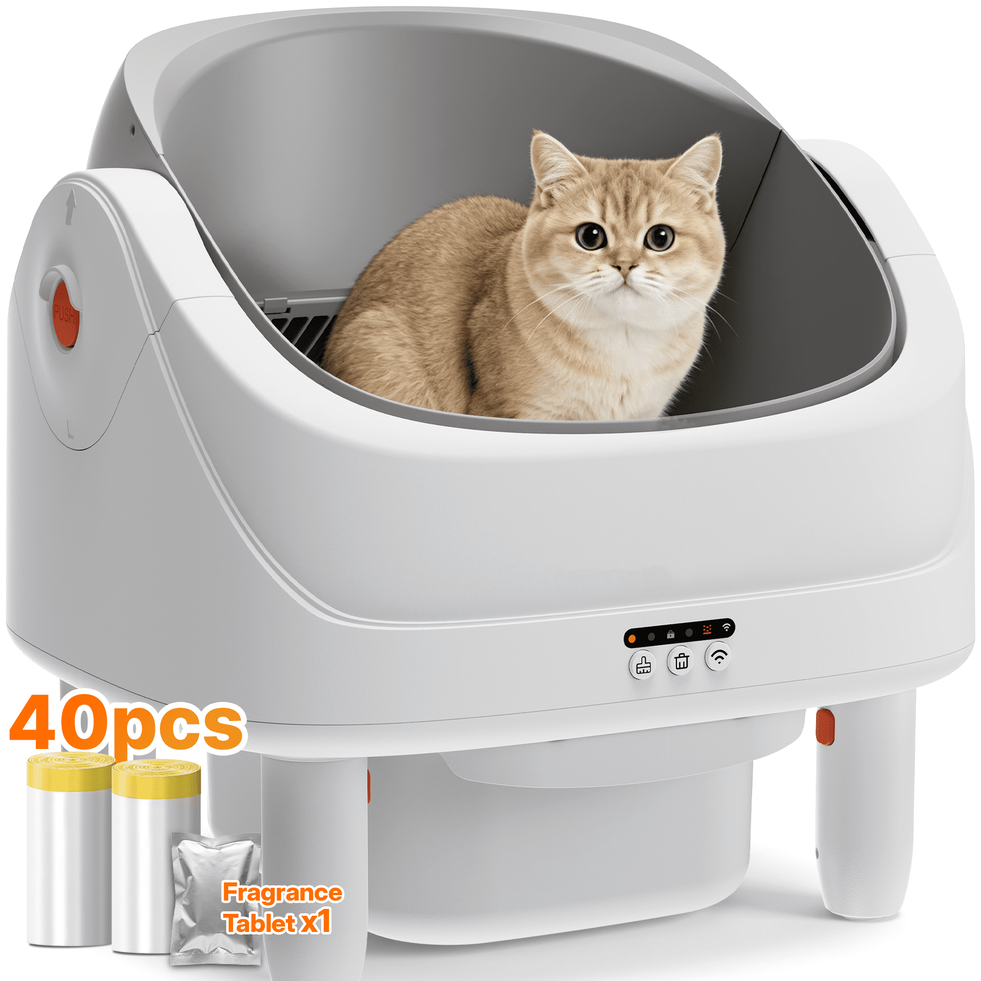 Self Cleaning Litter Box, Automatic Cat Litter Box w/ APP & Panel Control, Safety Sensor Protection, Open Top Litter Box,Odor Removal, 111 Large Capacity, Quiet Operation for Multiple Cats
