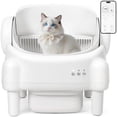 thumbnail image 1 of Self Cleaning Litter Box,Open Top Automatic Litter Box with App Control for Multiple Cats, Safety Sensors Protection, Odor Control Includes 2 roll Liners,Large Waste Bin, Cream White, 1 of 6