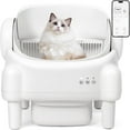 thumbnail image 1 of Self Cleaning Litter Box,Open Top Automatic Litter Box with App Control for Multiple Cats, Safety Sensors Protection, Odor Control Includes 2 roll Liners,Large Waste Bin, Cream White, 1 of 8