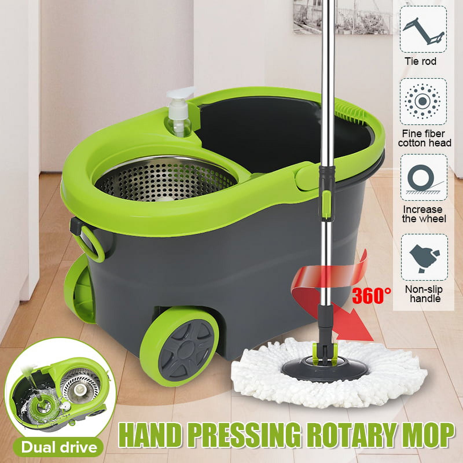 Rotating Mop Bucket Household Free Hand Lazy Lazy Handle Pressing Double  Drive Mopping Bucket