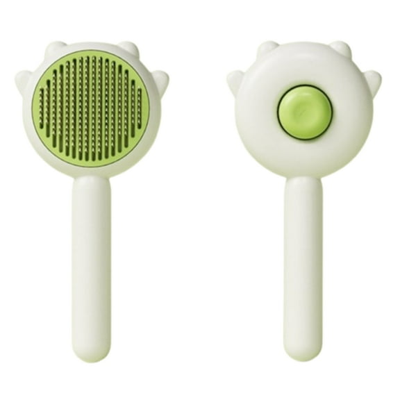 Self-Cleaning Pet Brush - Stainless Steel Teeth Deshedding Comb w/Button Hair Removal & Massage