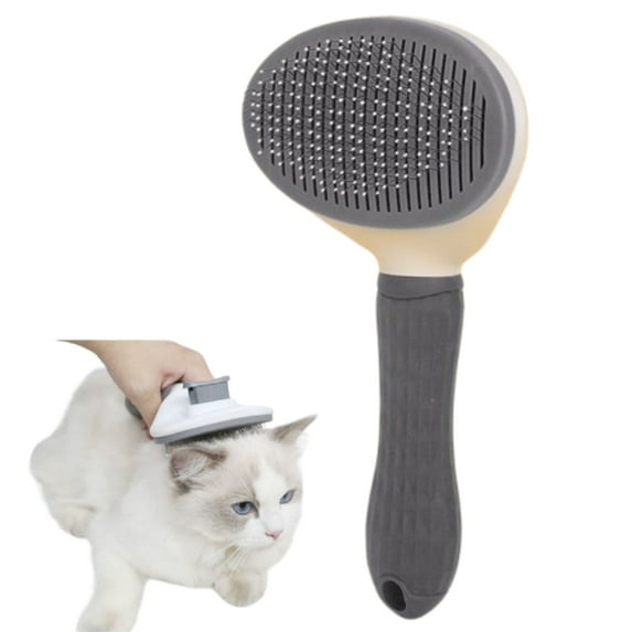 Self-Cleaning Pet Deshedding Brush – One-Touch Cleaning, Adjustable Rounded Needles, Non-Slip Grip