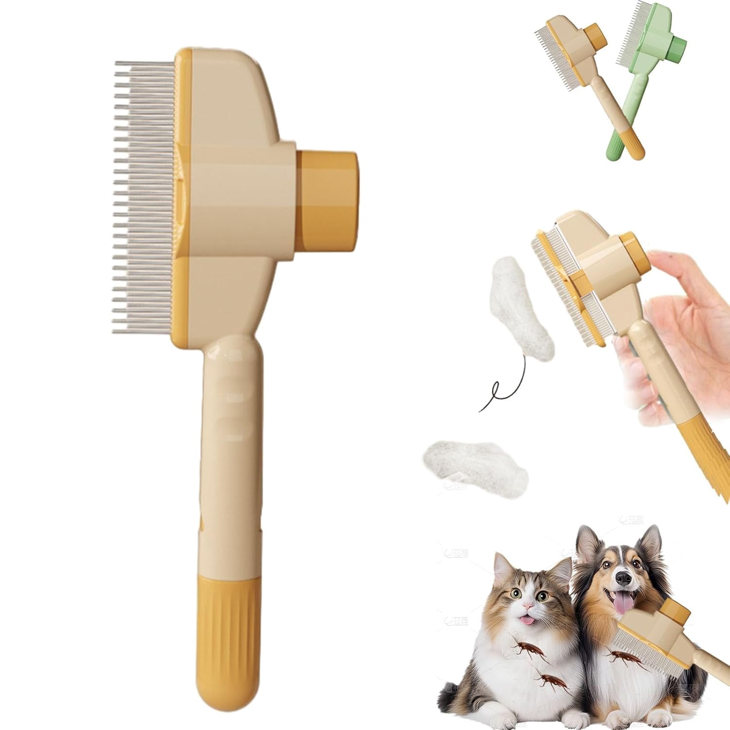 Self-Cleaning Pet Flea Comb Grooming Brush, 2025 New Pet Hair Removal ...