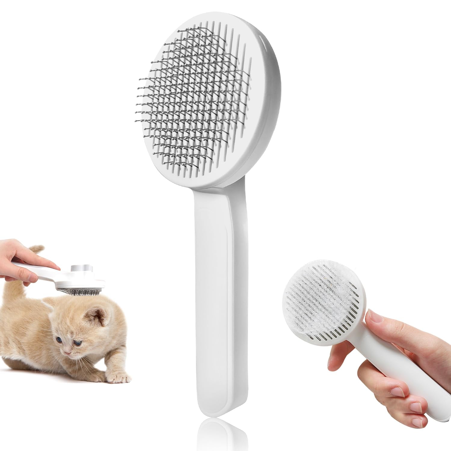 Image showcasing Self-Cleaning Pet Grooming Brush for Short or Long Haired Cats and Dogs ...