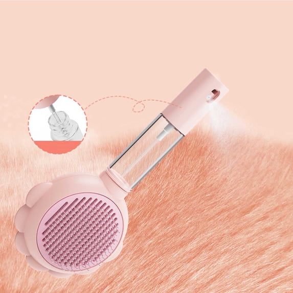 Self-Cleaning Pet Spray Brush with Release Button 3-in-1 Grooming Tool for Dogs & Cats Bristles Detangles & Removes Loose Hair Includes Water Spray Function 20x9x2.5cm