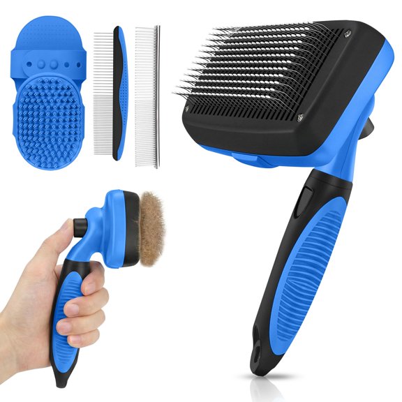 Self Cleaning Shedding Brush - Professional Pet Grooming Kit Grooming Tool for Dogs and Cats, Deshedding and Hair Removal for Long and Short Haired Pets