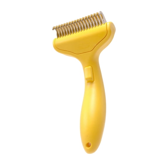 Self Cleaning Slicker Brush, Dematting Comb for Dogs, Cat Brush for Shedding, One-Click Hair Release Grooming Tool, Thinning Undercoat Rake for Long Hair，Yellow