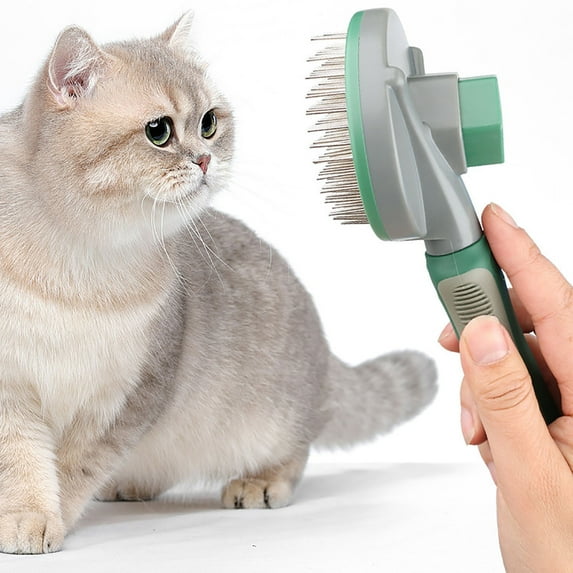 Self-Cleaning Slicker Brush for Dogs and Cats - Pet Hair Grooming Tool with Soft Bristles for Massage and Shedding Control, Easy Clean