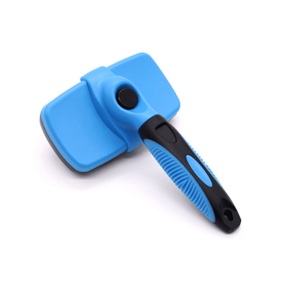 Self Cleaning Slicker Brush Skin Friendly Deshedding Tool For Dogs Cats Blue