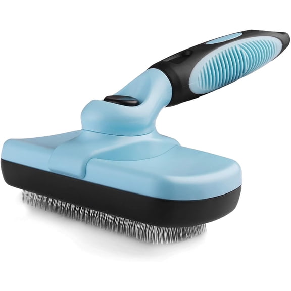 Self-Cleaning Slicker Brush for Dogs and Cats - Retractable Design for Quick Pet Fur Removal, Fine Bristles to Detangle and Massage