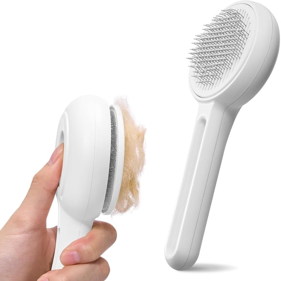 Self Cleaning Slicker Cat & Dog Brush - Skin Friendly Shedding Grooming Tool for Pets, Pet Supplies Accessories, Deshedding Comb for Short Long Haired Kittens, Massage Function to Removes Loose Fur