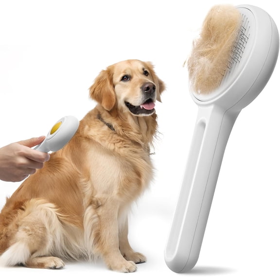 Self Cleaning Slicker Cat & Dog Brush - Skin Friendly Shedding Grooming Tool for Pets, Pet Supplies Accessories, Deshedding Comb for Short Long Haired Kittens, Massage Function to Removes Loose Fur