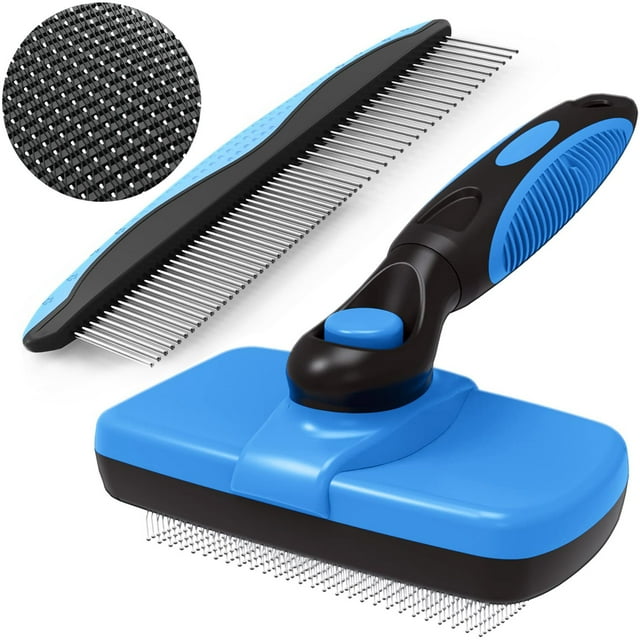 Self-Cleaning Slicker Dog/Cat Brush and Comb Kit,Pet brush with plastic ...