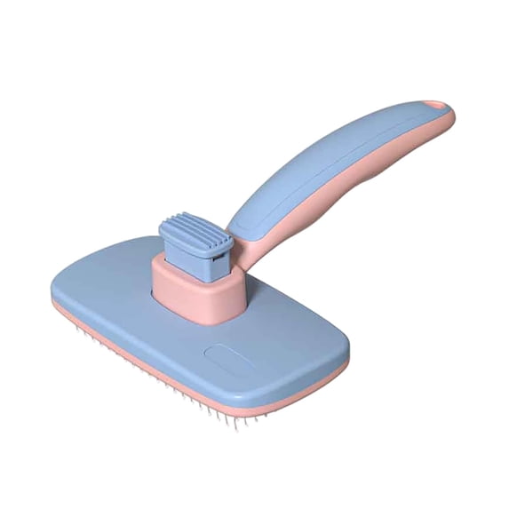 Self‑Cleaning Slicker Pet Grooming Brush Ergonomic Handle Deshedding Tool For Dogs Cats Removes Loose Fur Mats Tangles(Blue-12.3x17.2cm)