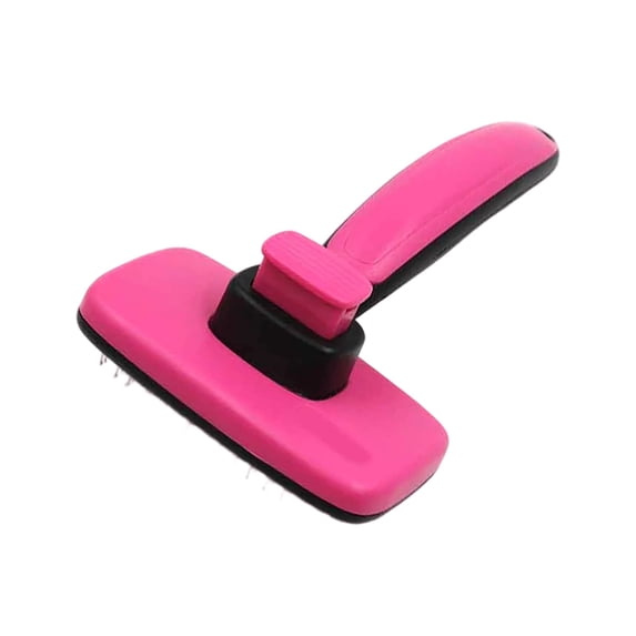 SelfâCleaning Slicker Pet Grooming Brush Ergonomic Handle Deshedding Tool For Dogs Cats Removes Loose Mats Tangles(Pink-12.3x17.2cm)