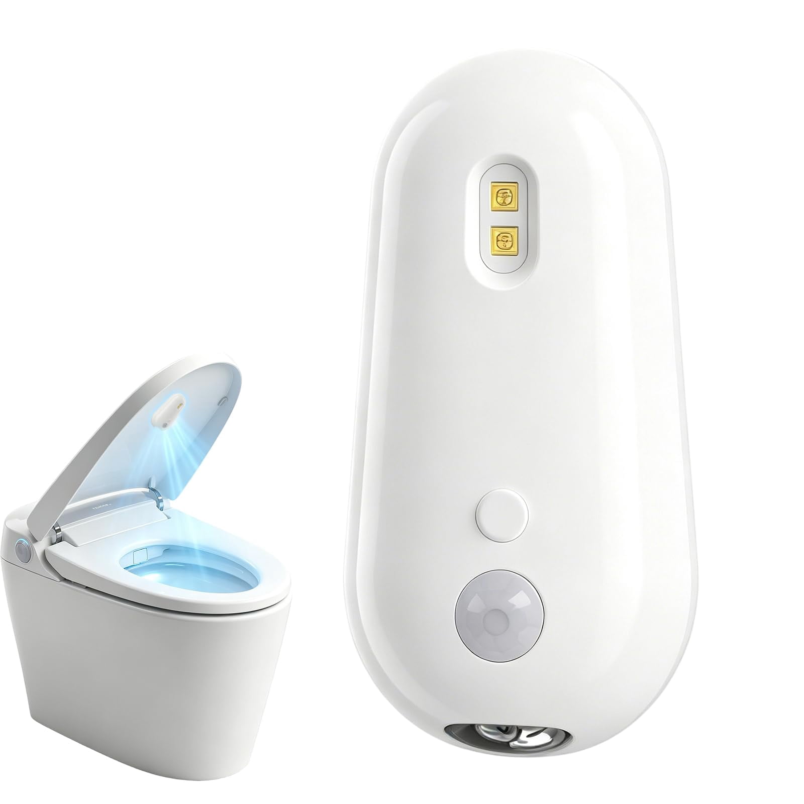 Self Cleaning UV Toilet Light, Motion Activated Rechargeable Toilet Bowl Light with Night Light, Adhesive Mount for Shared Bathrooms Elderly Pet(1PCS)